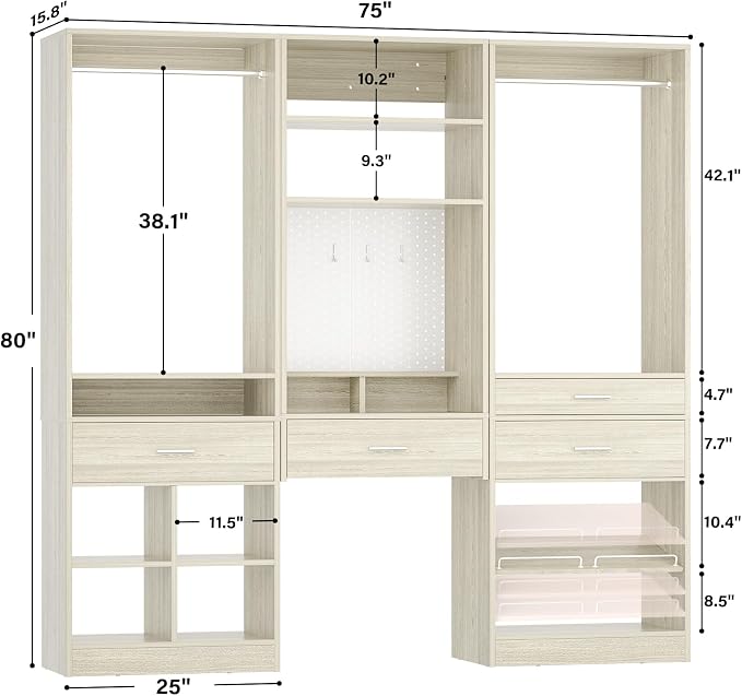 Unikito 75” Modular Closet System, Freestanding Closet Organizer - Image 7