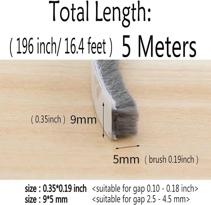 Weather Stripping Brush for Sliding Windows/Doors Frame Side, Pile Self - Image 2