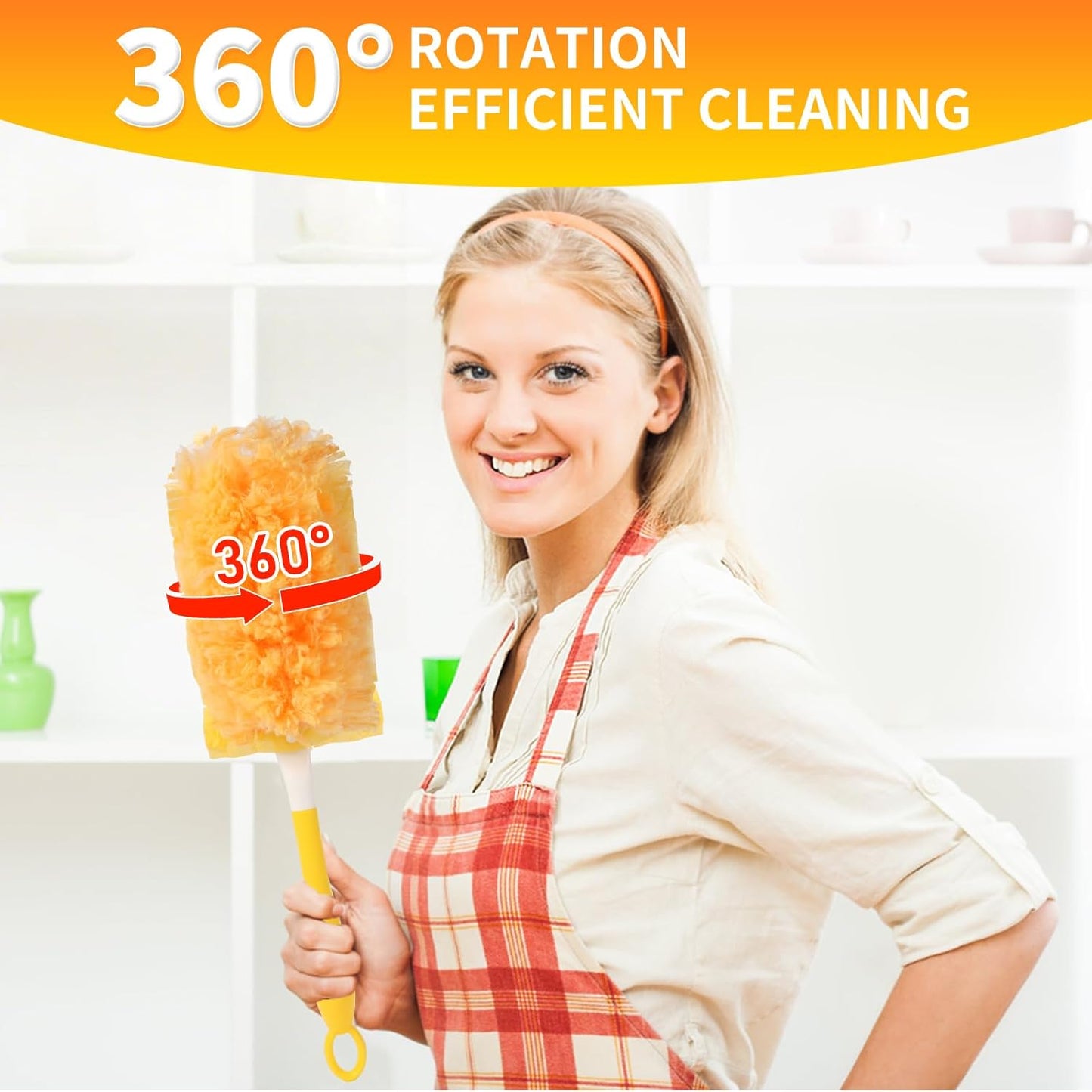 60 Count Duster Refill for Swiffer Duster with 1 Handle - 360° Multi-Surface Larger Size Feather Dusters, Disposable Duster Kit for Cleaning Home, Furniture, Blinds and Ceiling Fans