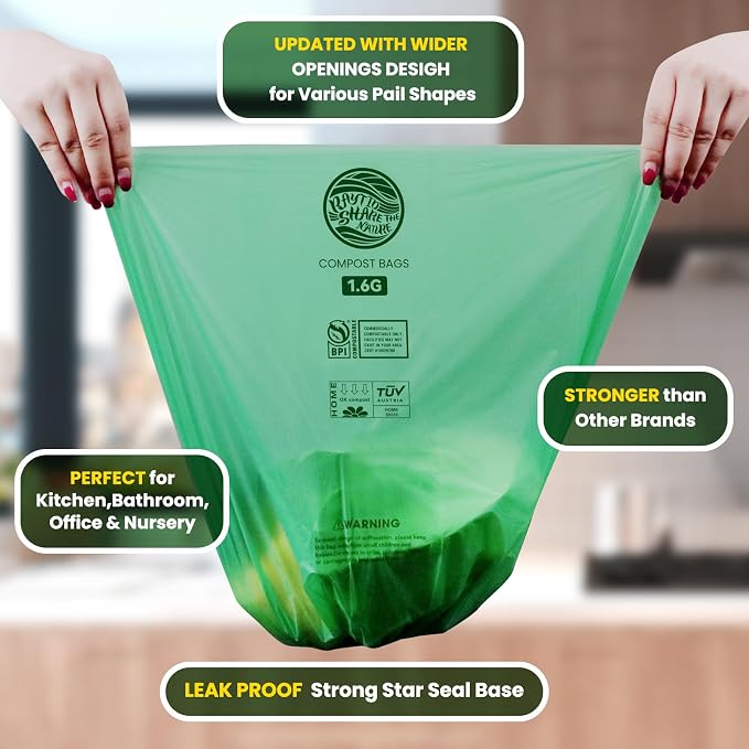 RAYTID 150 Counts 1.6 Gallon Compost bin kitchen Bags, Fit 4.5, 8 Liters - Image 2