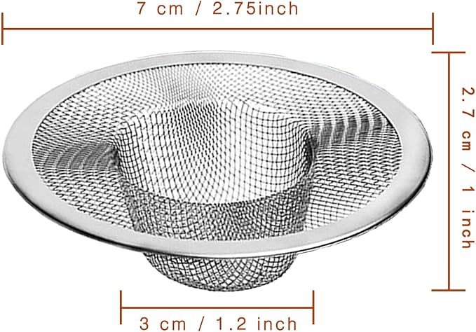 2pcs Heavy Duty Stainless Steel Slop Basket Filter Trap, 2.75" Top / 1" Mesh - Image 2