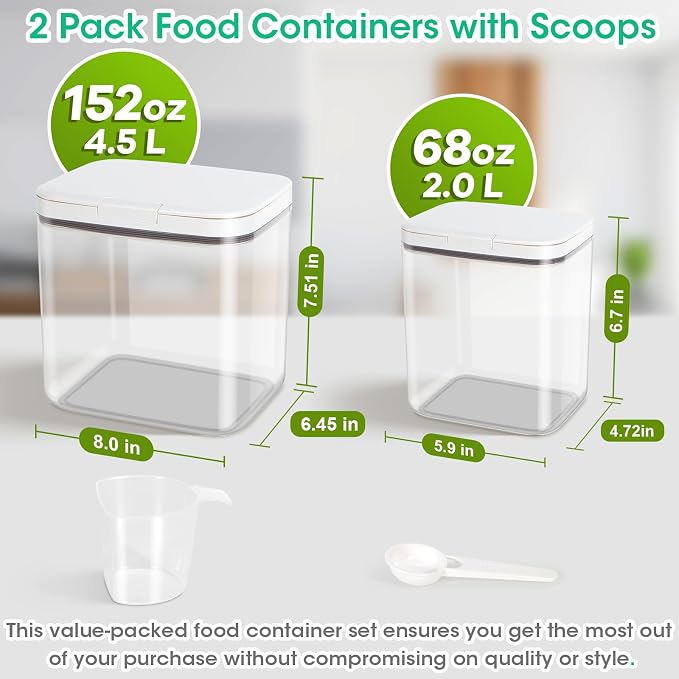 2 Pack Flour and Sugar Storage Containers - Image 2