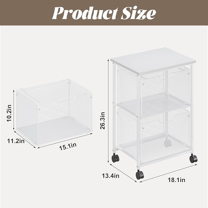Letter/Legal Rolling File Cabinet, Rolling File Cart - Image 3