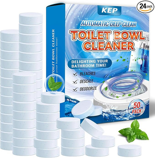 Automatic Toilet Bowl Cleaner Tablets–Fresh Scent, 50 PACK, Long-Lasting by KFP