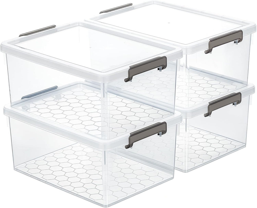 Citylife 33 Qt Ultra-Thick Plastic Clear Storage Bins with Lids, 4-Pack