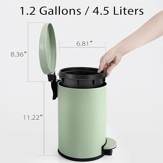 TIPGO Small Trash Can with Lid Soft Close, 4.5 Liters / 1.2 Gallon Bathroom - Image 5