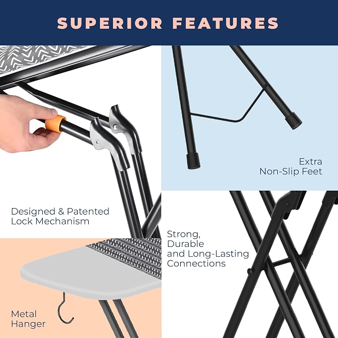 Happhom Ironing Board, Compact and Space Saver Iron Board, Safety Ironing - Image 2