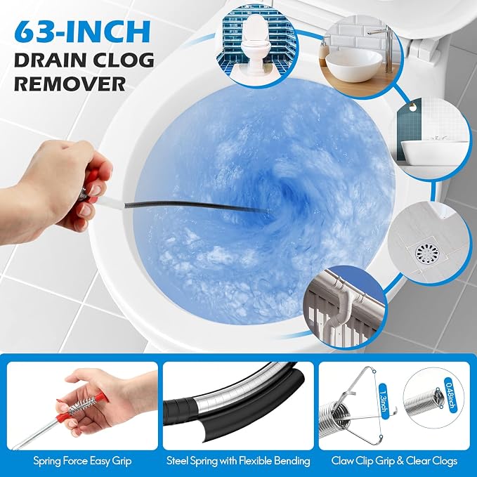 10 PCS Drain Snake Hair Drain Clog Remover Tool Set, Snake Drain Hair Removal - Image 3
