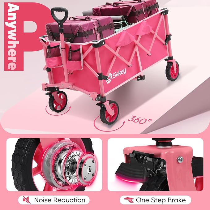 Sekey Pink Collapsible Foldable Wagon - Image 6