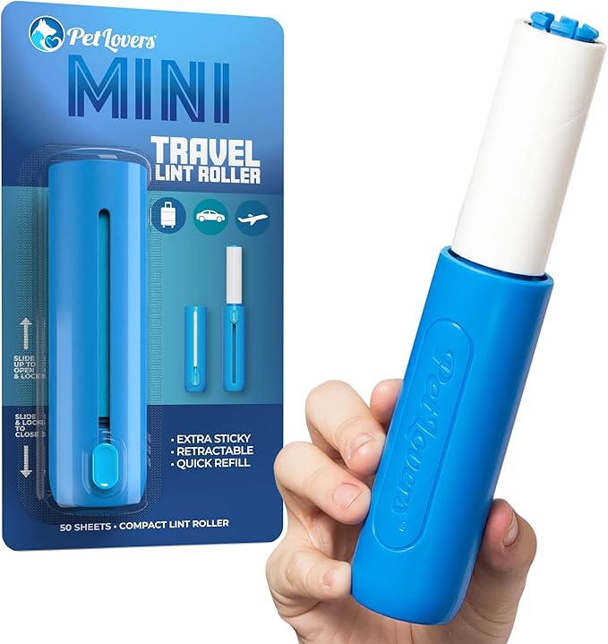 PetLovers Mini Lint Roller Travel Size 50 Sheets – Compact pet Hair Remover by PetLovers