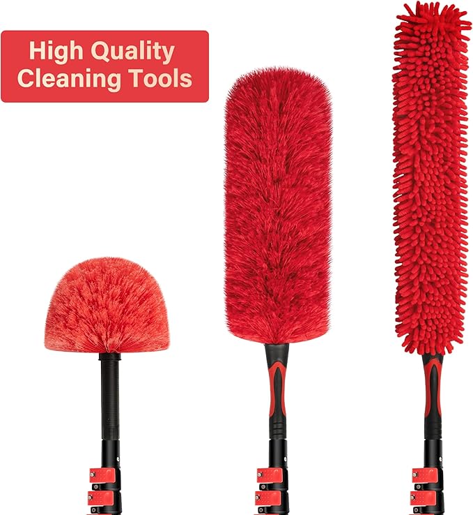 7-24 FT Extension Pole with 2 Outdoor Cobweb Brushes, 30 FT High Reach Ceiling - Image 9