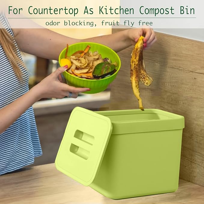 LALASTAR 1.8 Gallon Hanging Trash Can, Compost Bin Indoor Kitchen Sealed - Image 3