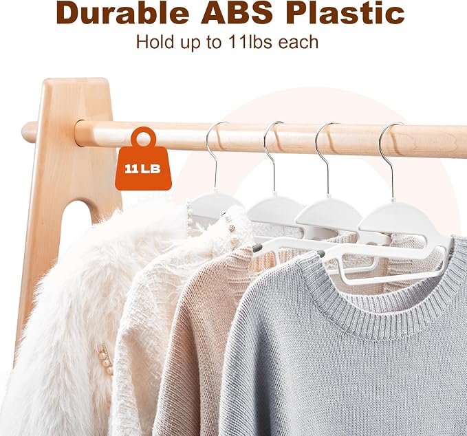 HOUSE DAY White Plastic Hangers 50 Pack, Slim Space Saving, Non Slip Hangers - Image 5
