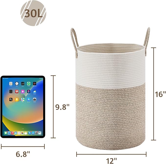 VIPOSCO Tall Laundry Hamper, Woven Rope Storage Basket - Image 5