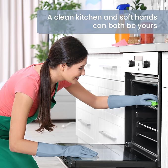 Rubber Cleaning Gloves for Dishwashing, 4 Pairs Reusable Kitchen Gloves for - Image 6
