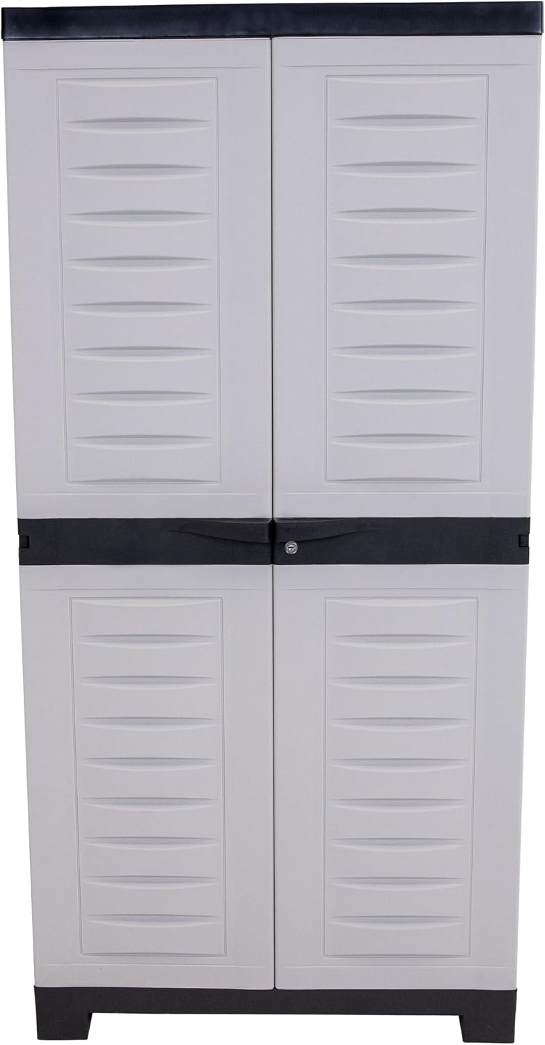 Sunnydaze 48" Garage Storage Cabinet with Locking Doors & Shelves, Gray