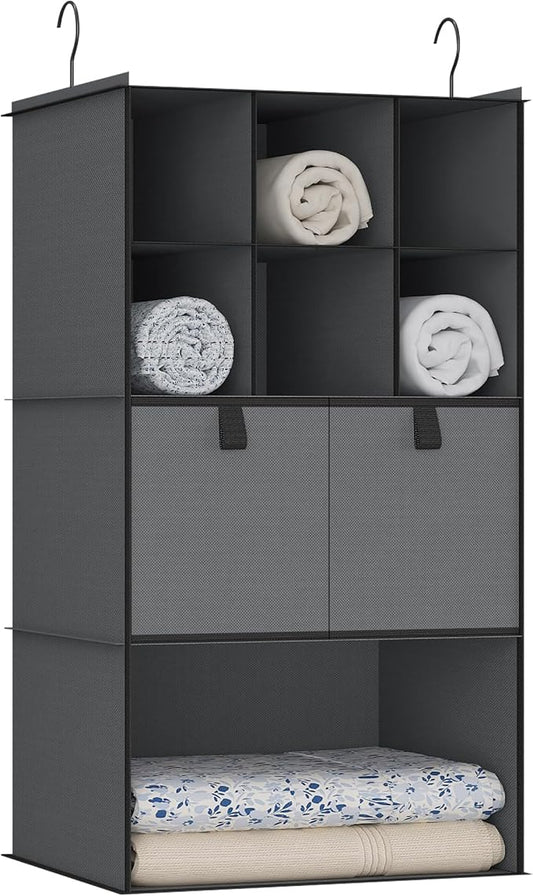 Hanging Closet Organizer 4 Shelves, 2 Drawers Closet Organization and Storage by Bosuelife