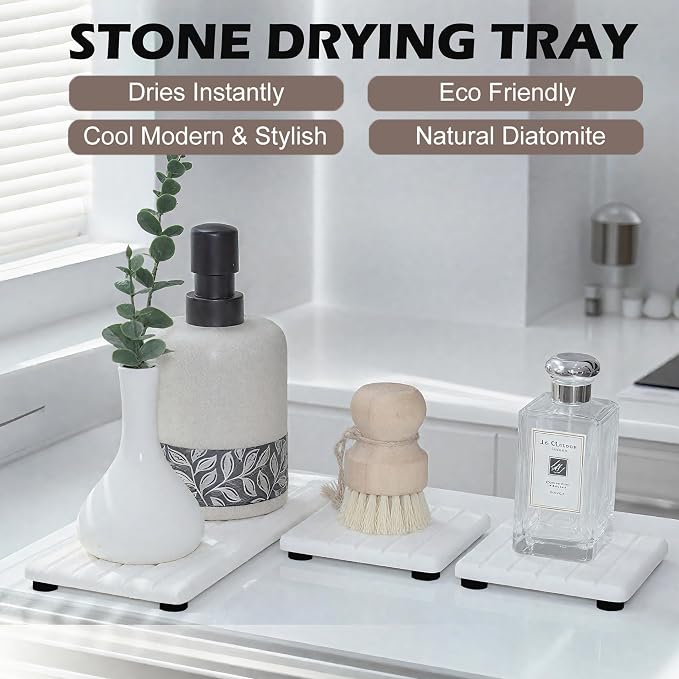 3PCS Stone Drying Tray, Stones Soap Trays, Water Absorbing Stone Tray - Image 5