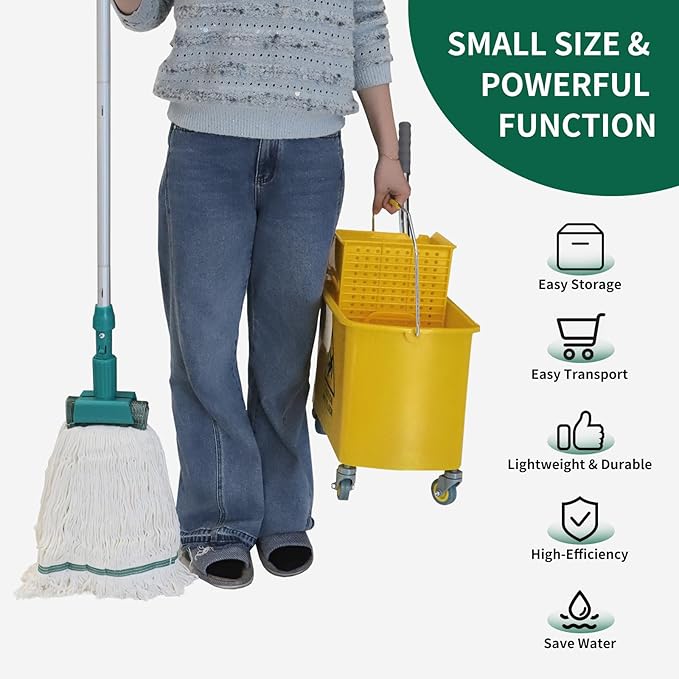 22 Qt Mop Bucket with Wringer for Floor Cleaning, 16.5" L x 10.6" W x 26.4" H - Image 7