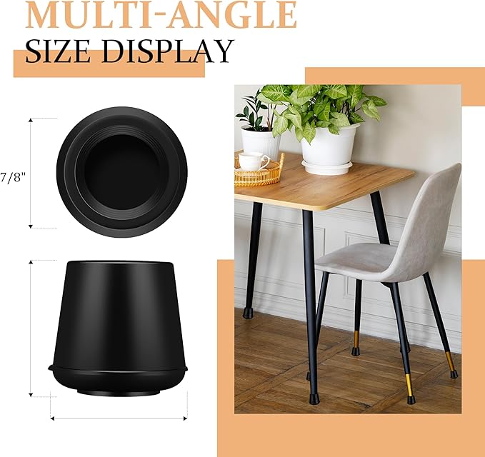 7/8" Round Rubber Chair Leg Tips Caps, Chair Leg Floor Protectors, Non-Slip - Image 2