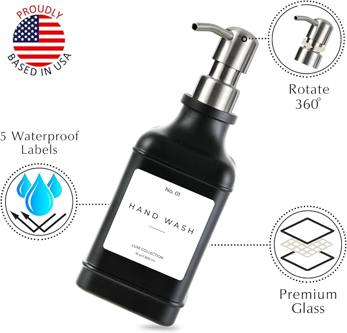 Emerson Essentials Soap Dispenser, Dish Soap Dispenser, Soap Bottle Bathroom Set - Image 3