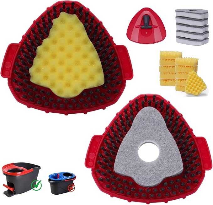 2 Pcs Spin Mop Replacements Scrub Brush and 1 Mop Base by WaIEJiemiHome