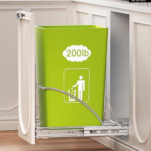 Pull Out Trash Can Slide Rail Under Cabinet 7-13 Gallon 50 Qt Under Sink Trash by AMENER