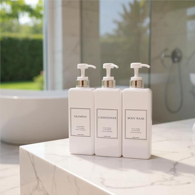 Modern Design Large 27 oz Shampoo and Conditioner Dispensers - Image 3