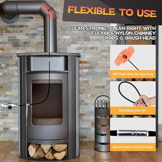 33 Feet Chimney Sweep Kit, Chimney Cleaning Kit - Image 4