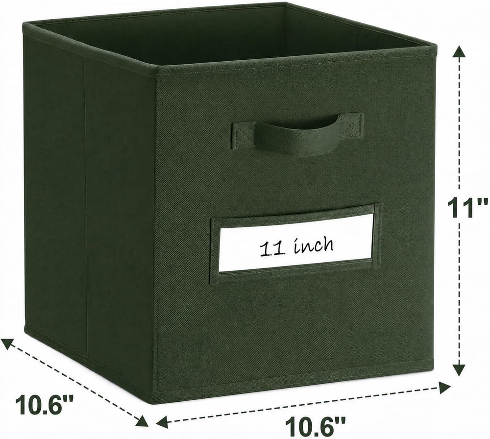Storage Bins,11" Cube Storage Bin with Labels,10pcs,Dark Green
