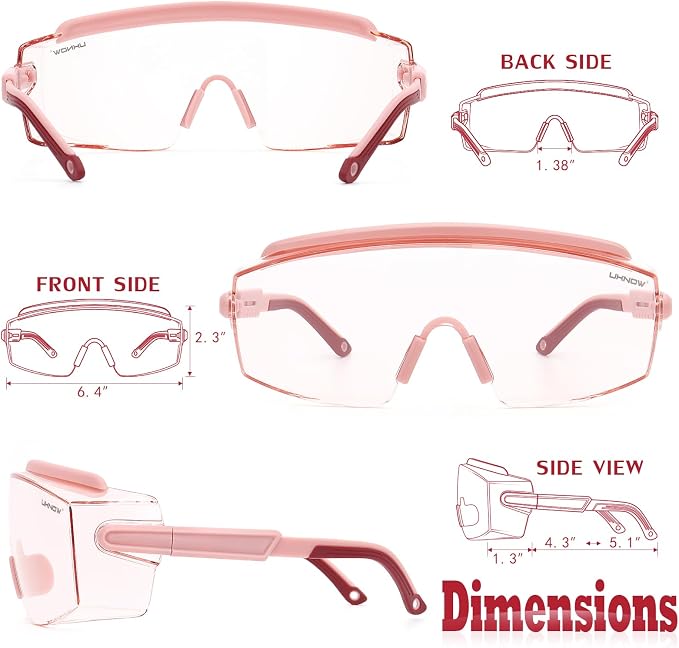 UKNOW Safety Goggles Over Glasses, Safety Glasses Anti Fog Wraparound Eye - Image 6