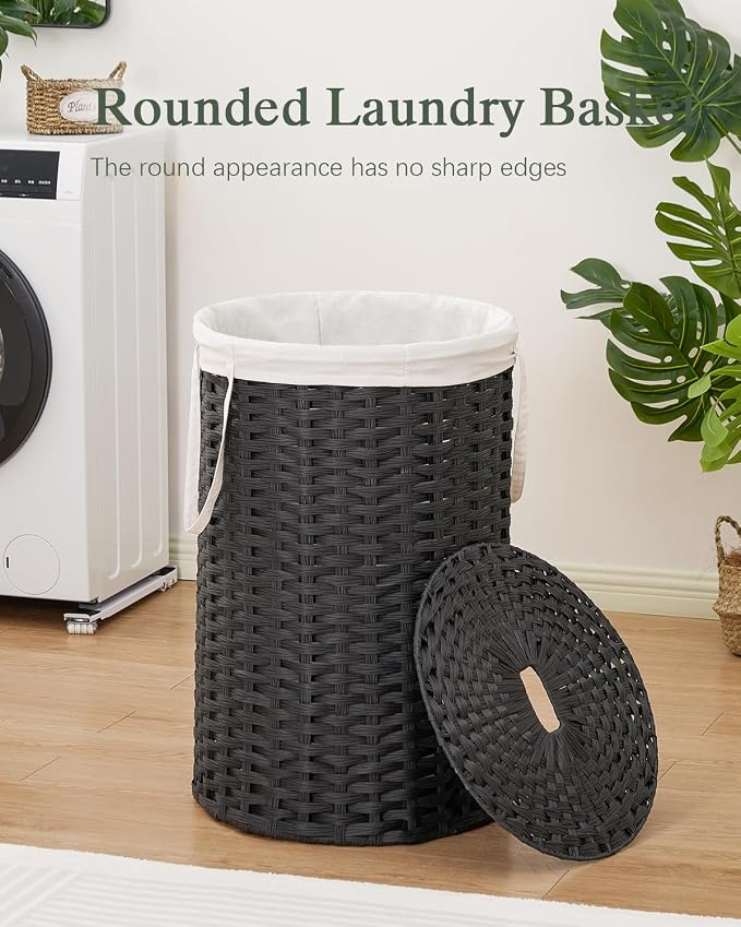 Large Laundry Hamper Laundry Basket Round 34.3 Gal Handwoven Wicker Laundry - Image 2