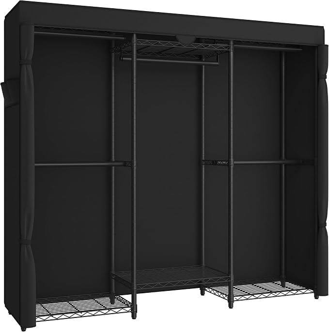 SONGMICS Heavy-Duty Clothes Rack, Garment Rack, Portable Closet, 68.7-Inch Wide