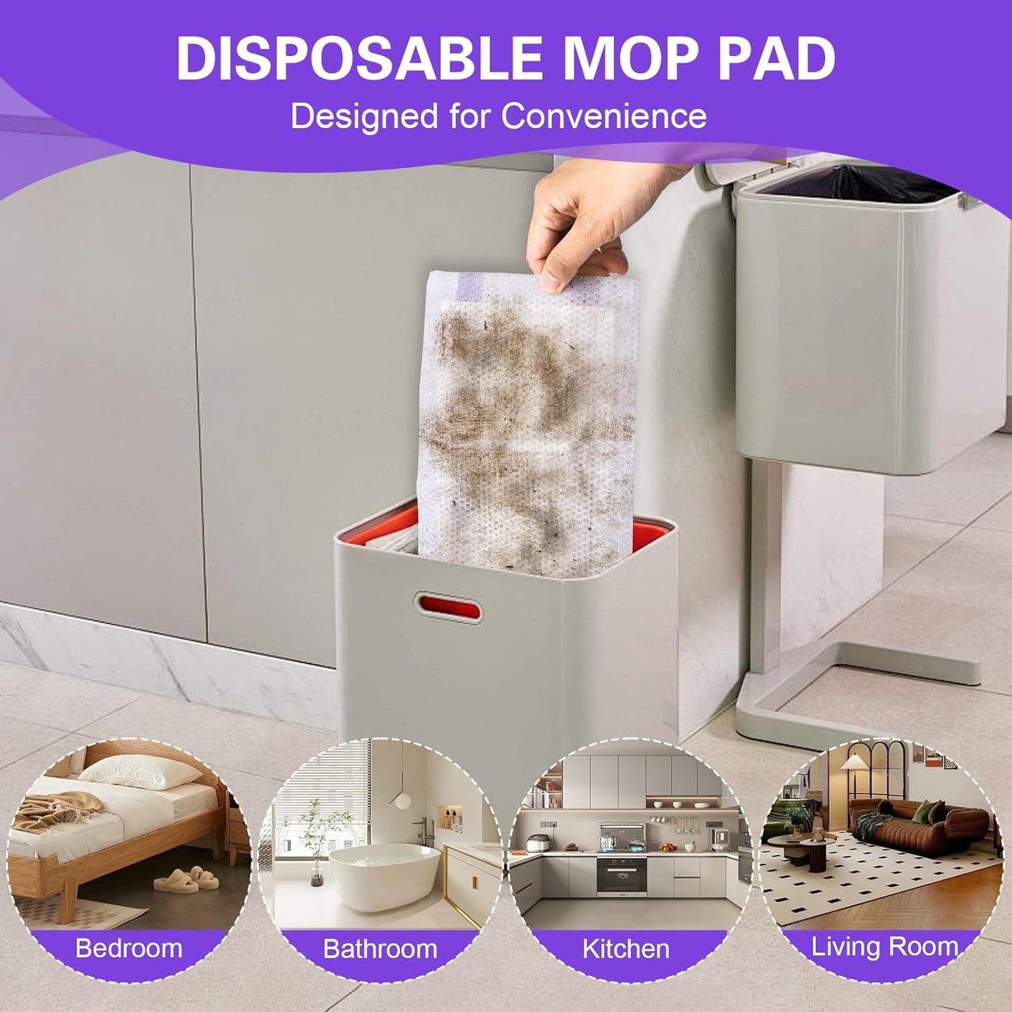 Mop Pads Refills Compatible with WetJet Mop, Disposable Mop Pads for Hardwood Floors, Tile, Laminate & Multi-Surface Cleaning, 100 Pack