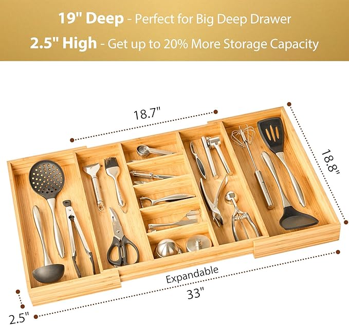 Umilife Extra Large Expandable Kitchen Drawer Organizer - Image 2