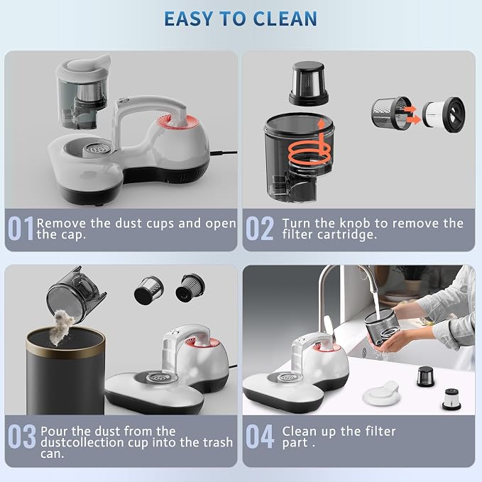 Mattress Vacuum Cleaner, Handheld UV Bed Vacuum Cleaner 16KPa & 12800 - Image 7