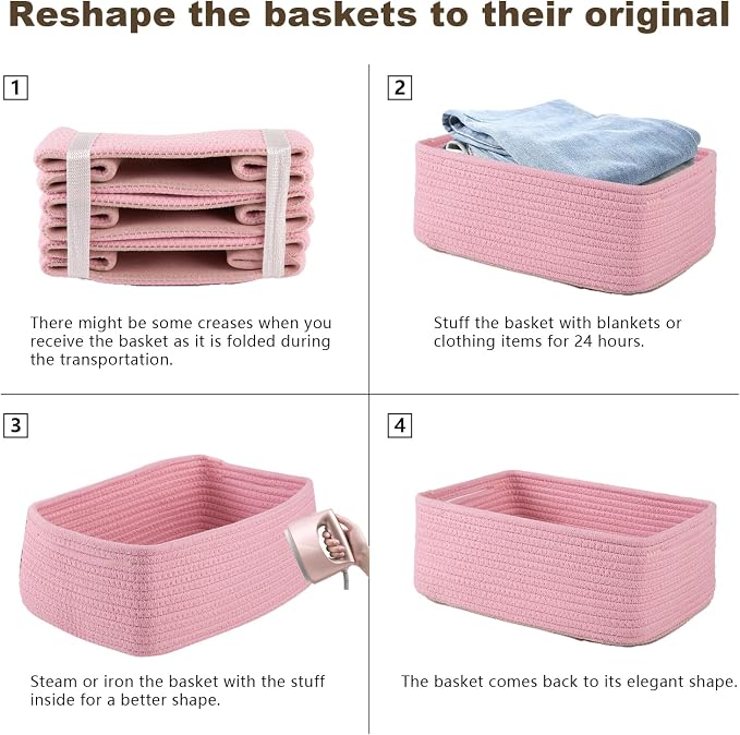 3 Pack Small Storage Baskets for Organizing, Cute Woven Decorative Gift Baskets - Image 8