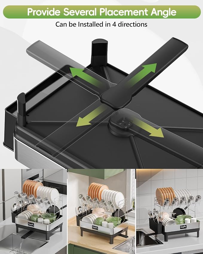 2 Tier Dish Drying Rack, Thicker Premium 304 Stainless Steel Dish Racks - Image 4