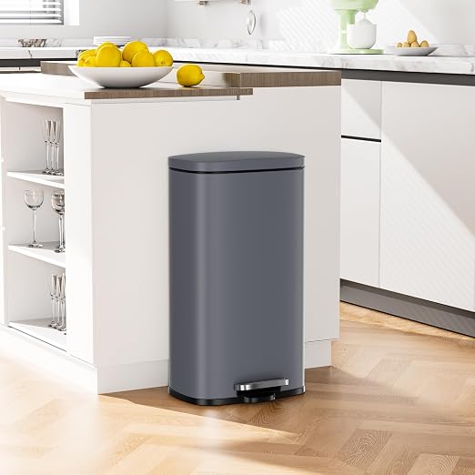 Arlopu 8 Gallon Step Trash Can, Stainless Steel Garbage Bin, Soft-Close Rubbish - Image 5