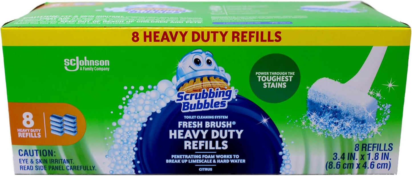 Scrubbing Bubbles Heavy Duty Refills Fresh Brush Toilet Cleaning System 8 Count Refill pack of 3 (Package Image May Vary)