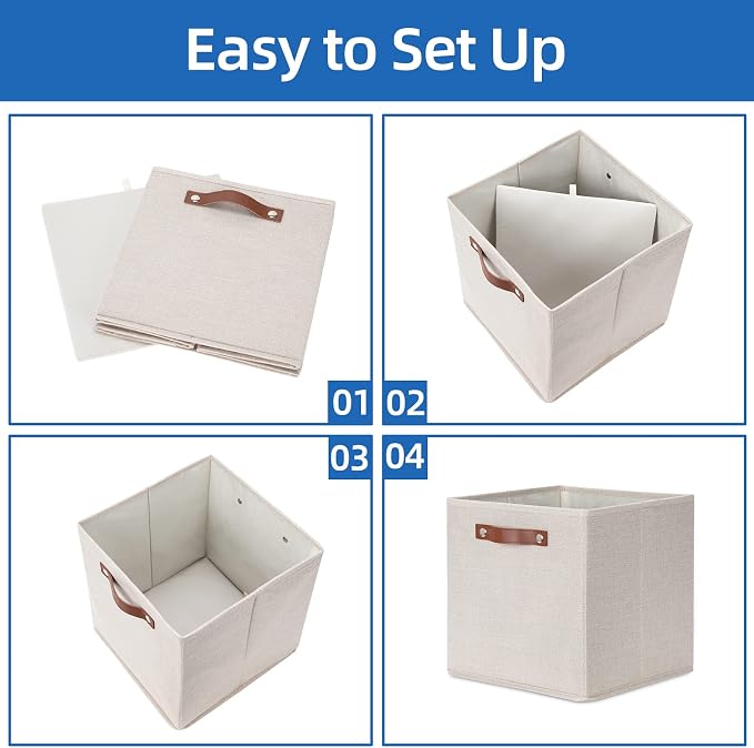 Temary Cube Storage Bins 12 Inch Storage Cubes 4PCs Fabric Organizer Bins Boxes - Image 7