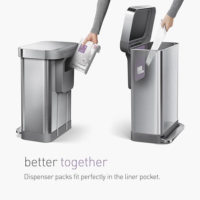 simplehuman Code H 200 Count, Dispenser Pack Custom Fit Liners, Drawstring - Image 3