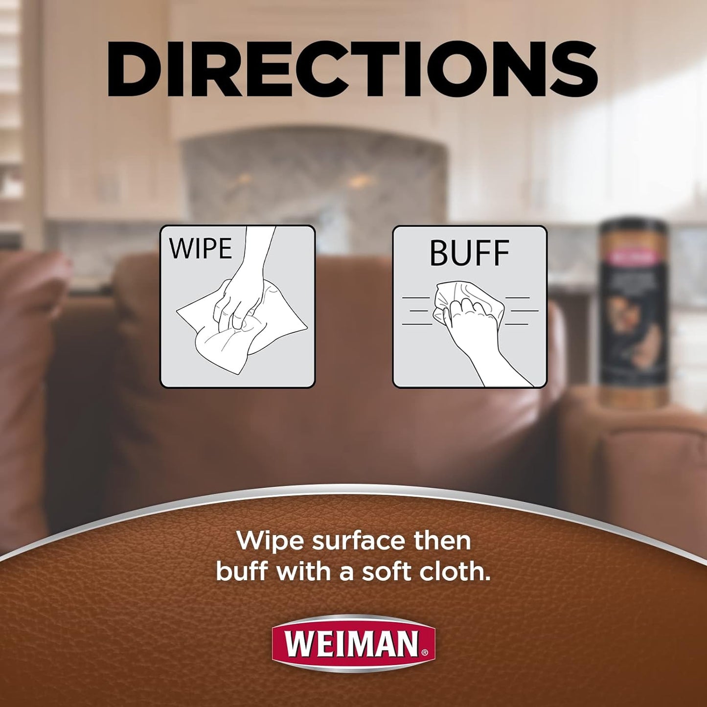 Weiman Leather Wipes - 3 Pack - Clean, Condition, Ultra Violet Protection Help Prevent Cracking or Fading of Leather Furniture, Car Seats and Interior, Shoes