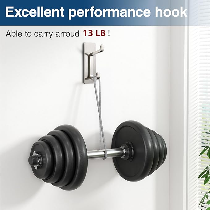 pickpiff Wall Hooks for Coat and Towel: 13LB Adhesive Door Hanger Stick on - Image 3