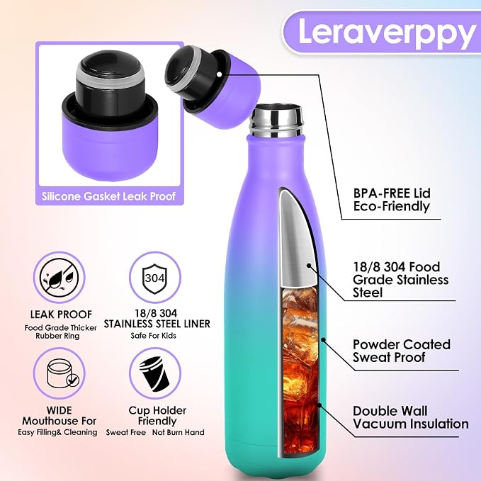 17oz Cola-Bottle Shaped Stainless Steel Leak-proof Water Bottle, Double Wall - Image 4