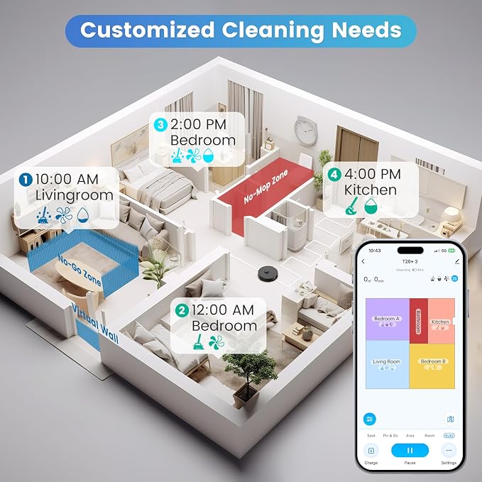 AIRROBO Robot Vacuum and Mop Combo, Self-Emptying, 60-Day Capacity, Home Mapping - Image 3