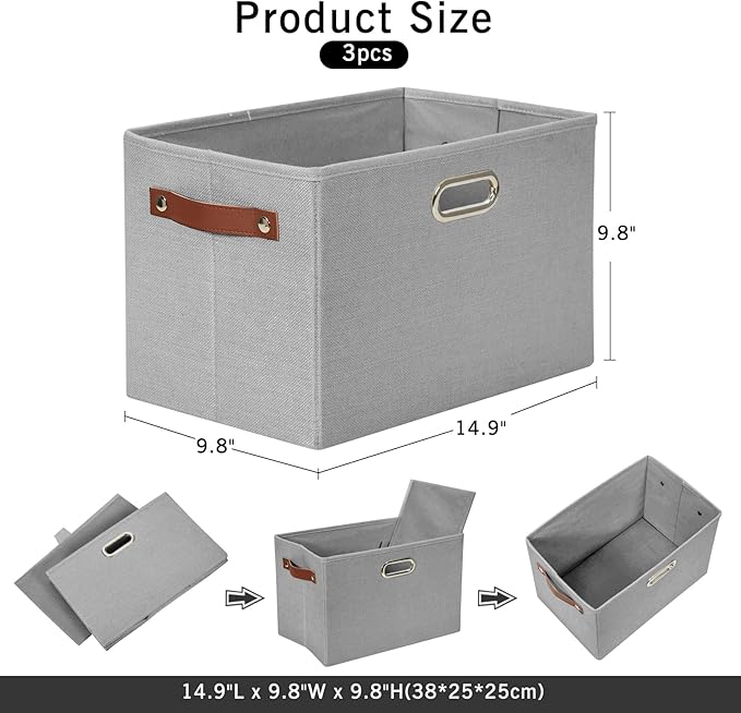 Large 3-Pack Foldable Fabric Storage Bins - Image 2