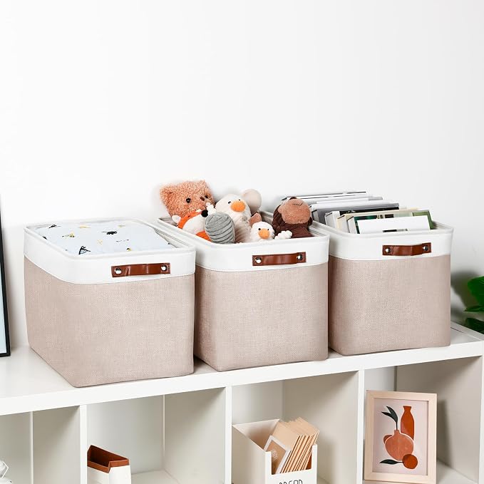 DULLEMELO Fabric Storage Bins, Lining Fabric Baskets - Image 4