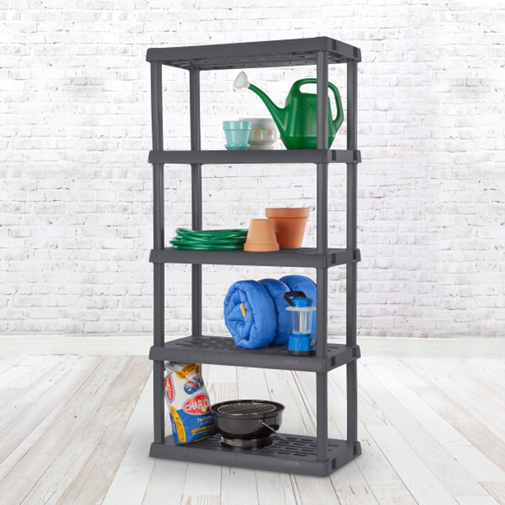 Sterilite 5 Shelf Unit, Heavy-Duty Plastic Storage & Utility Shelving Rack