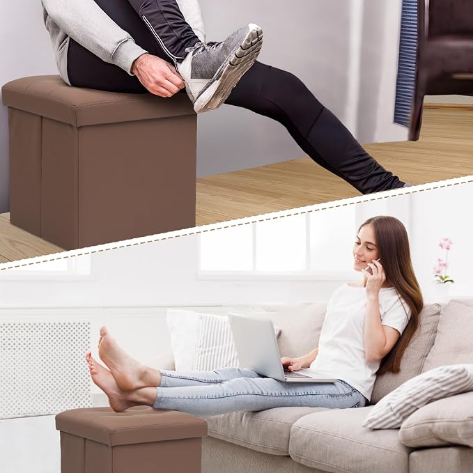 Athena Collection 15" Storage Ottoman Bench Folding Bench - Image 7